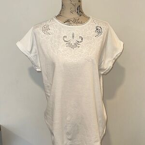 Love & Roses White Lace Trim Top